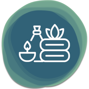 Self-care graphic on a green background